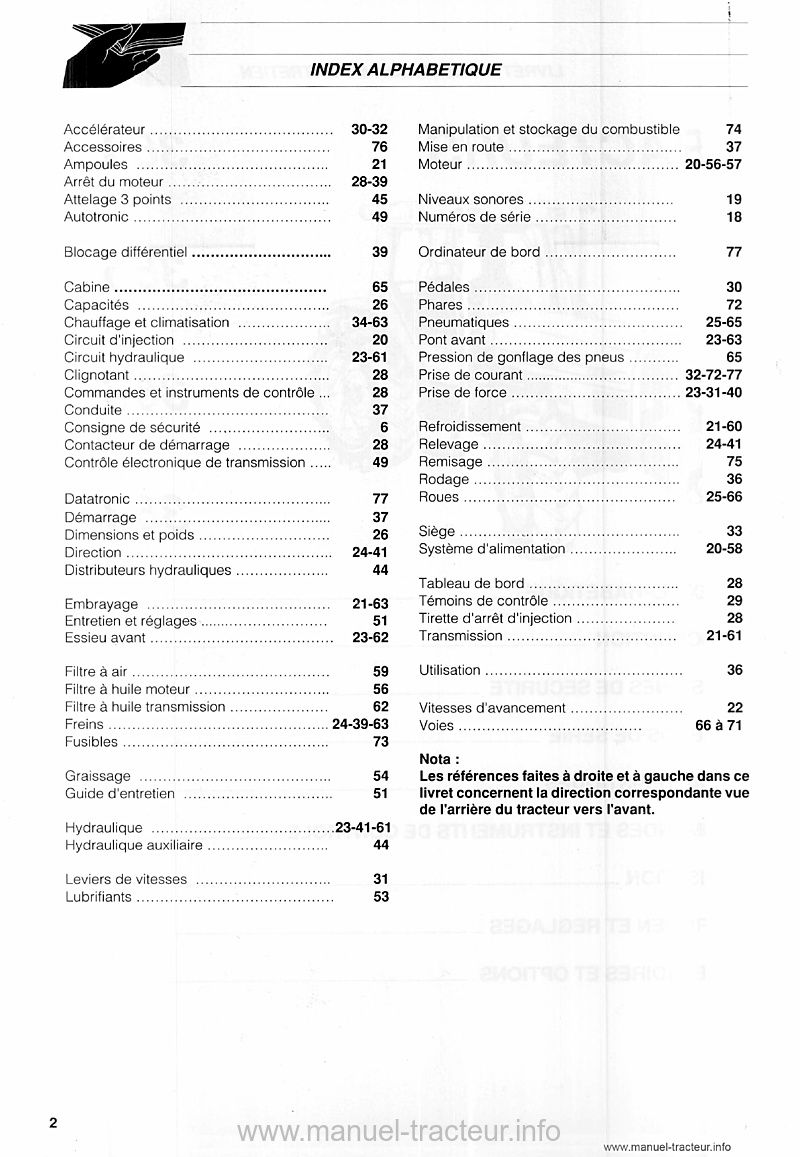 Troisième page du Livret entretien MF 3645 3655 3660 3680