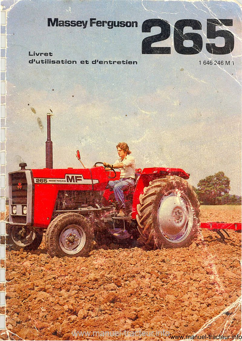 Première page du Livret entretien MASSEY FERGUSON MF 265