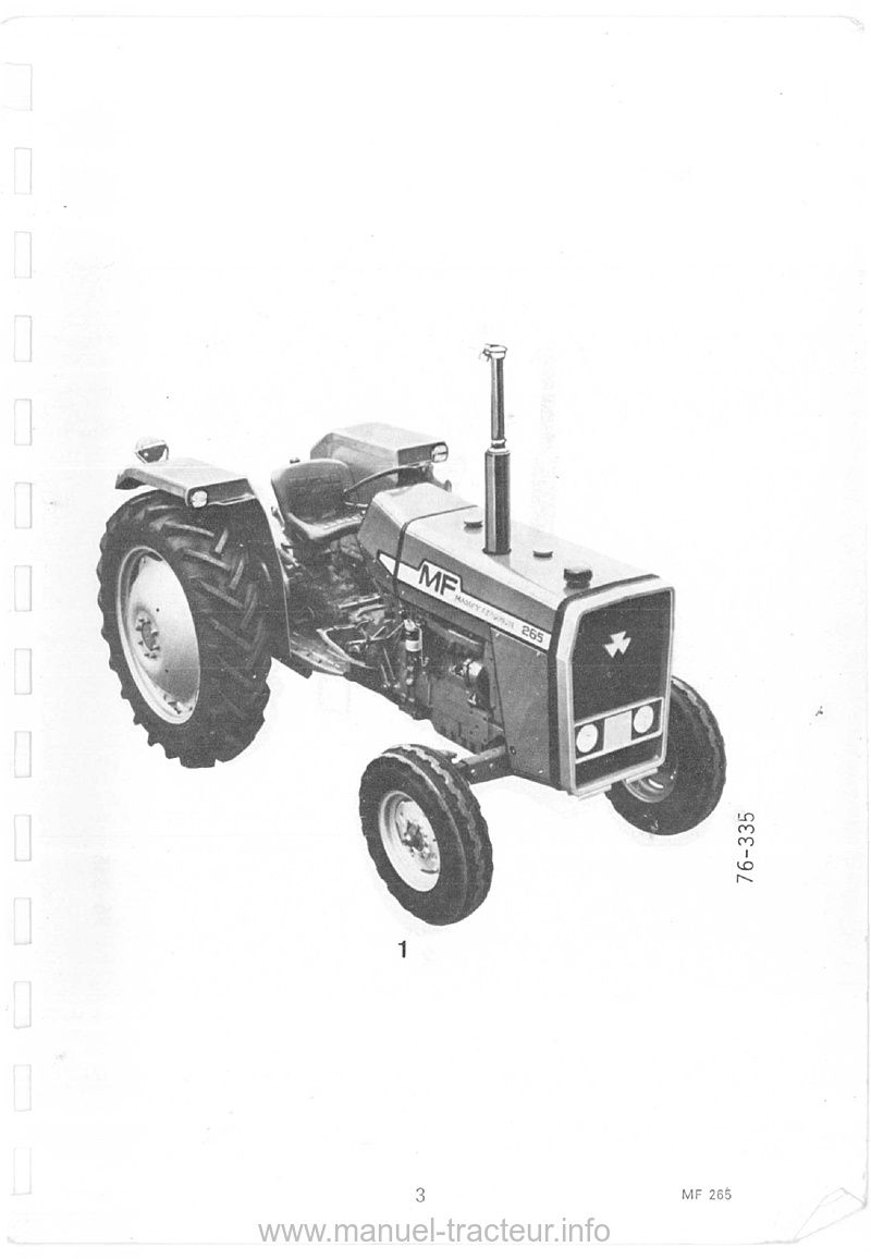 Cinquième page du Livret entretien MASSEY FERGUSON MF 265