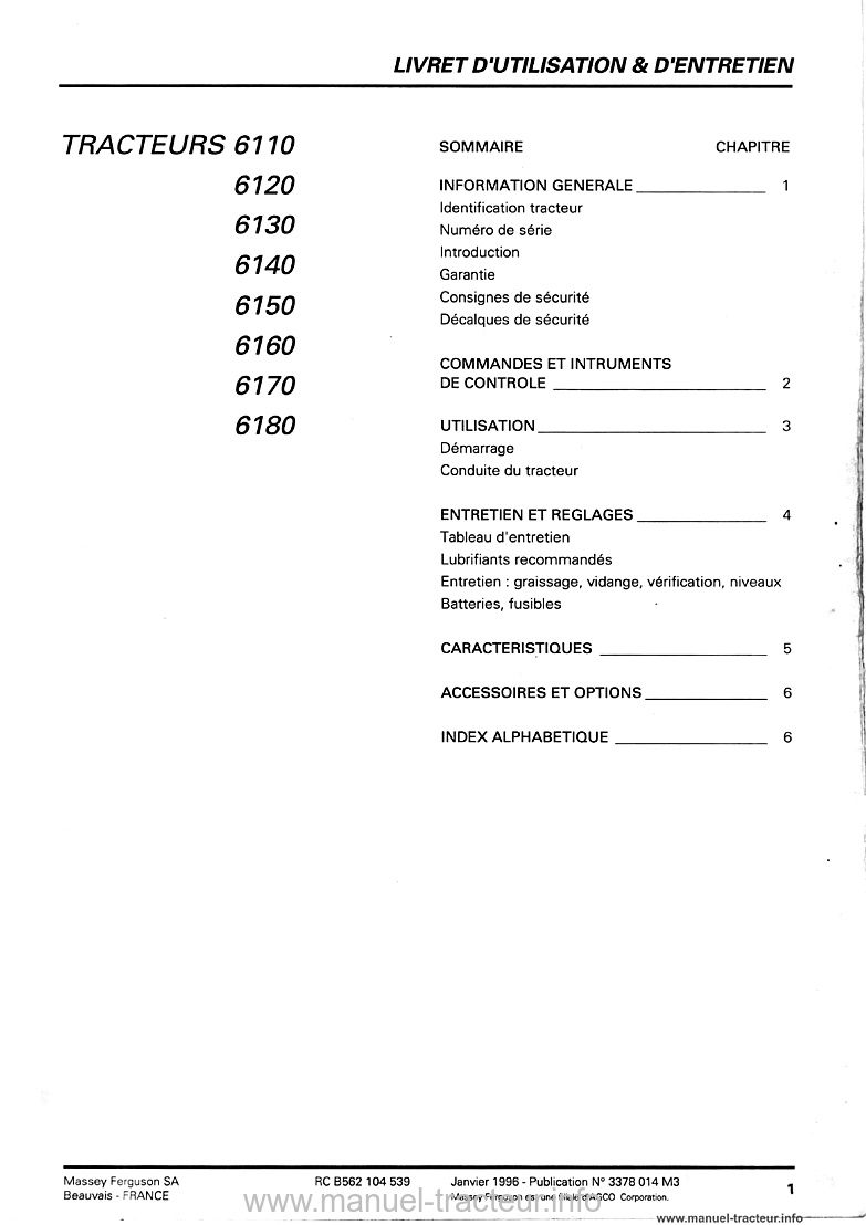 Troisième page du Livret entretien MF serie 6100