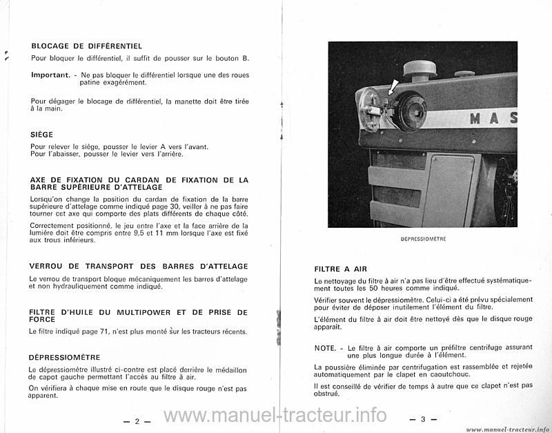 Troisième page du Livret entretien MF 1100