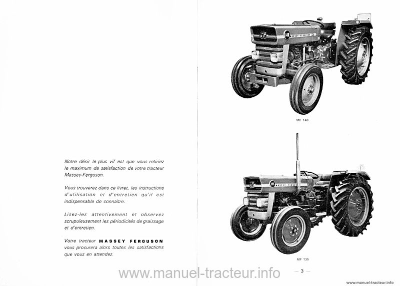 Troisième page du Livret entretien MF 133 135 140 Super 148