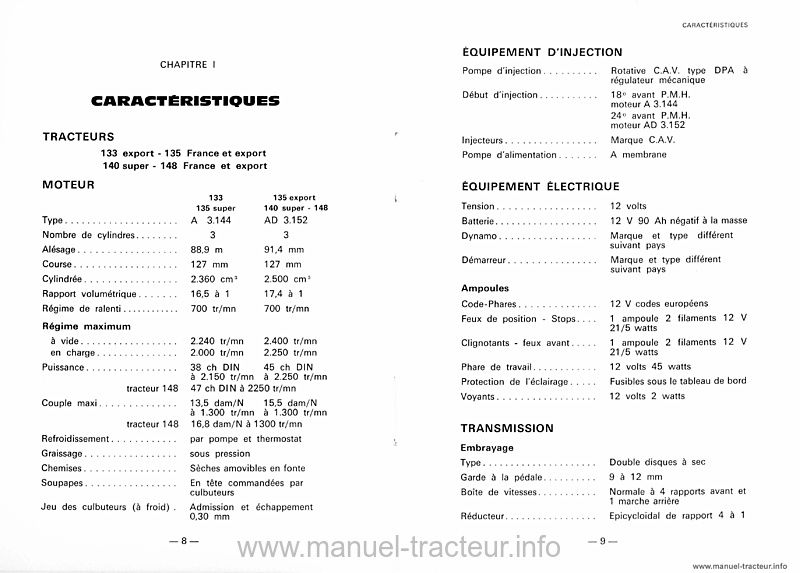 Sixième page du Livret entretien MF 133 135 140 Super 148