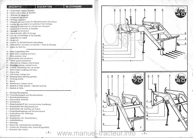 Troisième page du Livret entretien chargeurs MASSEY FERGUSON MF 172 175 176