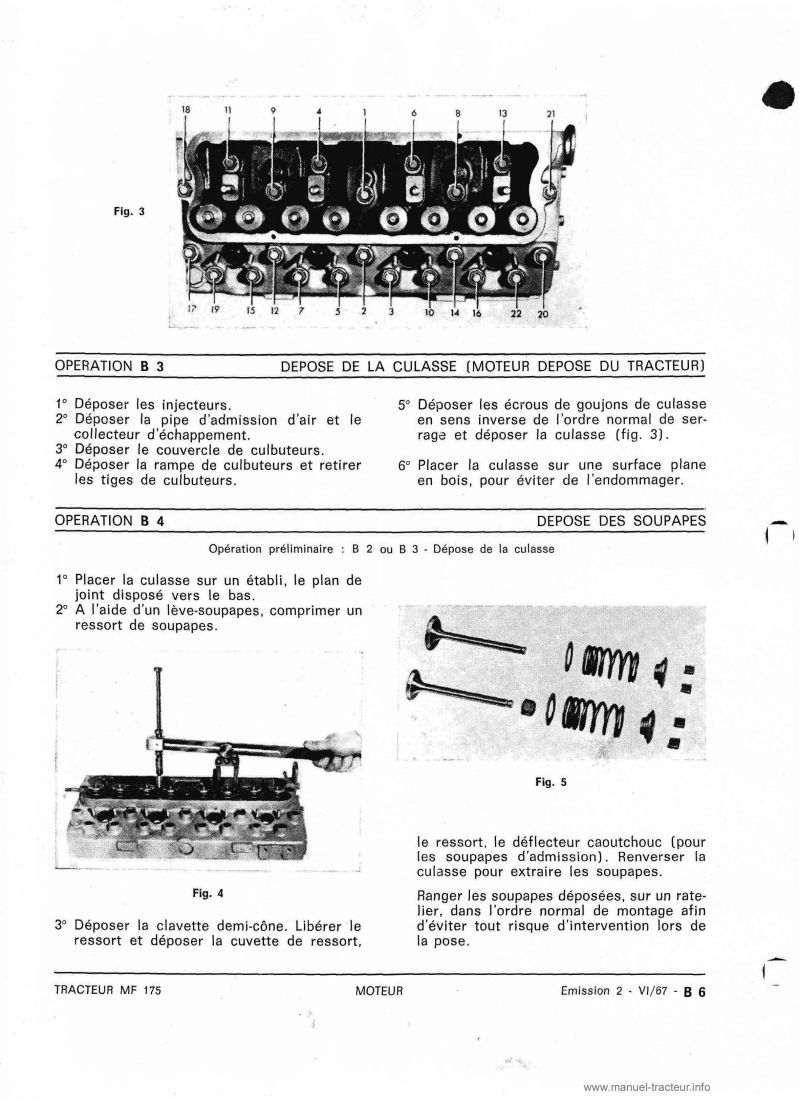 Dixième page du Manuel atelier Massey Ferguson 175