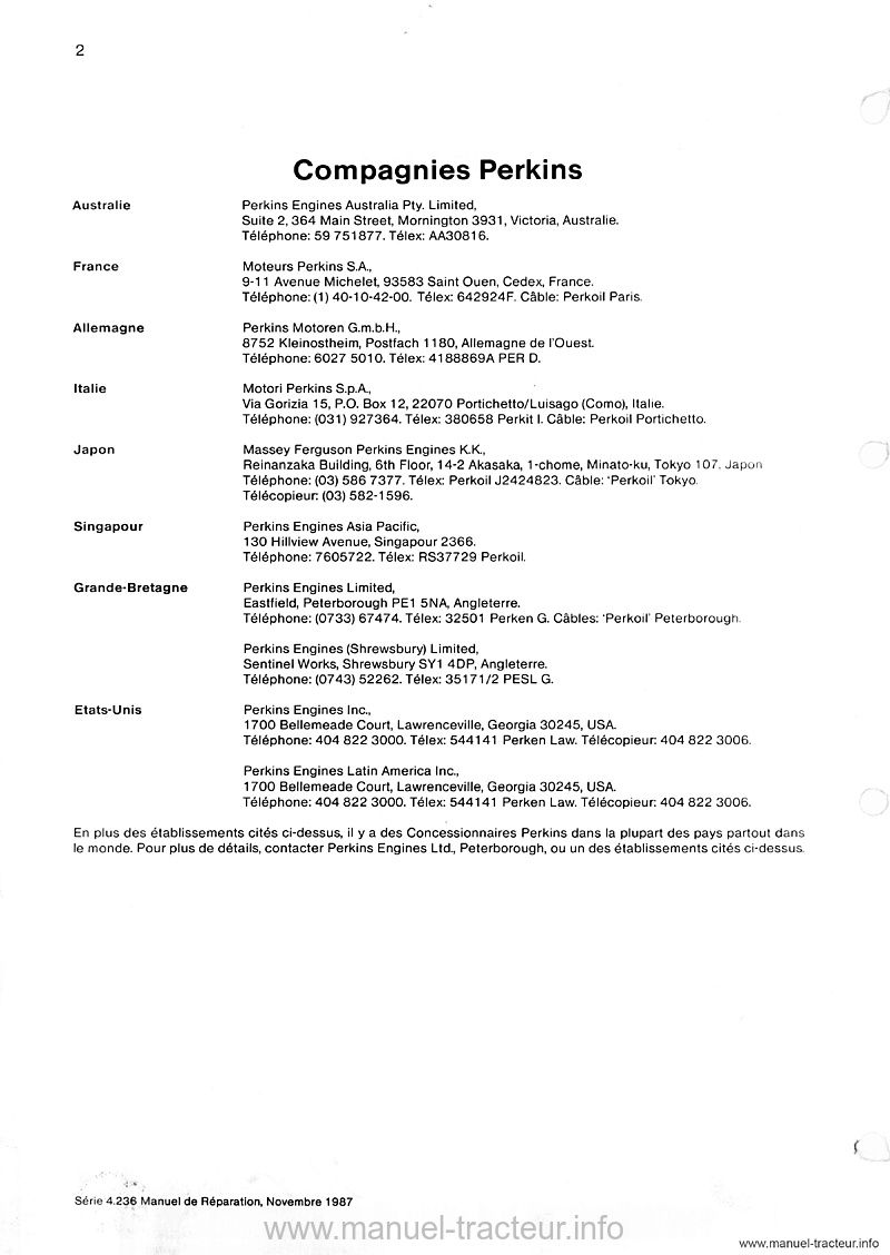 Troisième page du Manuel réparation moteur Perkins