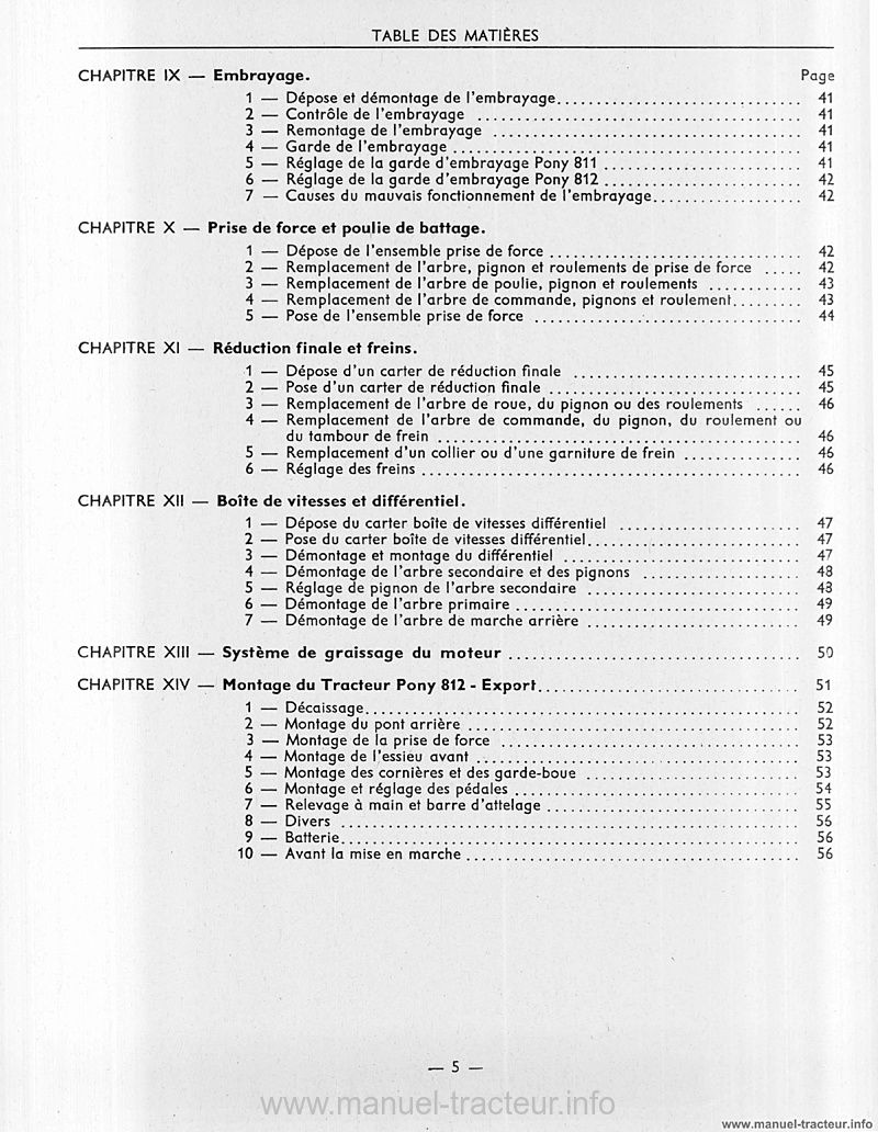 Cinquième page du Manuel atelier PONY 811 812