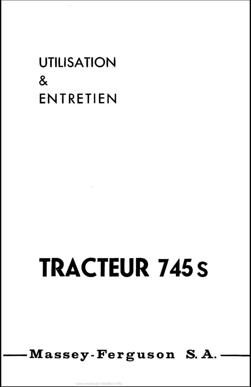 Deuxième page du Livret d'utilisation tracteur MF 745s