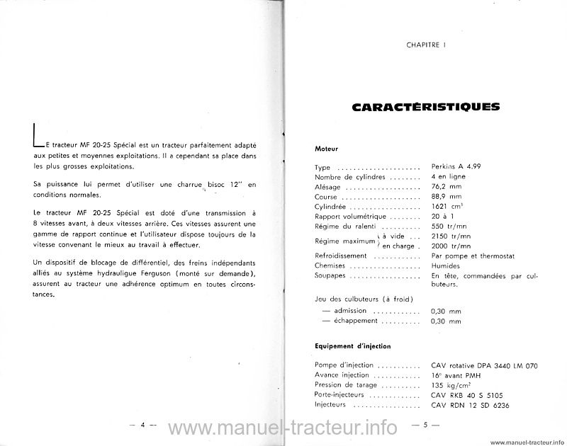 Quatrième page du Notice entretien MF 20-25 spécial