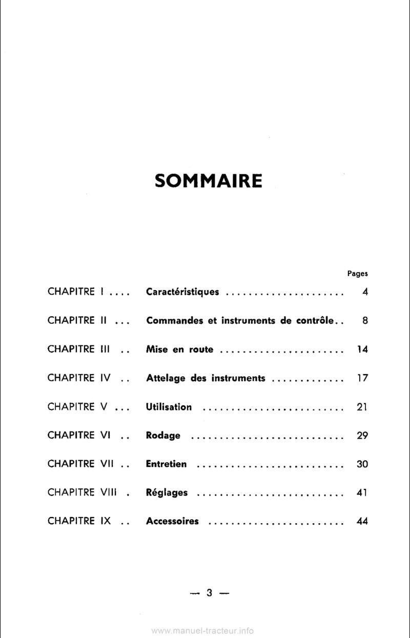 Troisième page du Livret d'entretien tracteur MF 35-8 P.C.