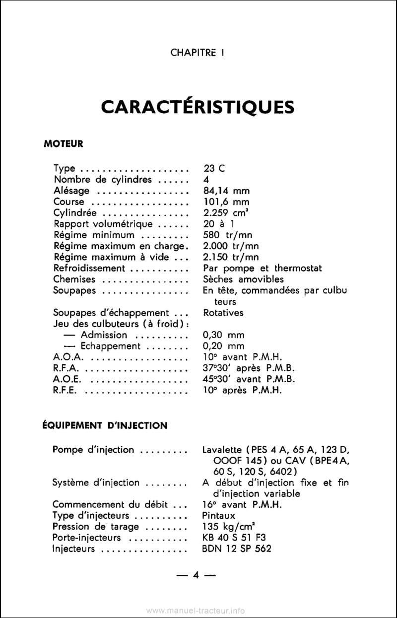 Quatrième page du Livret d'entretien tracteur MF 35-8 P.C.