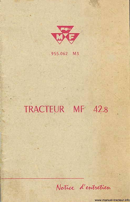 Première page du Notice entretien MASSEY FERGUSON MF 42.8