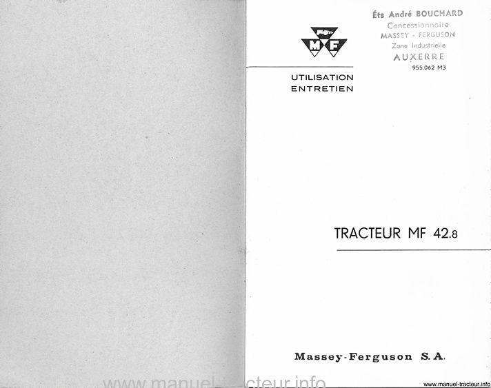 Deuxième page du Notice entretien MASSEY FERGUSON MF 42.8