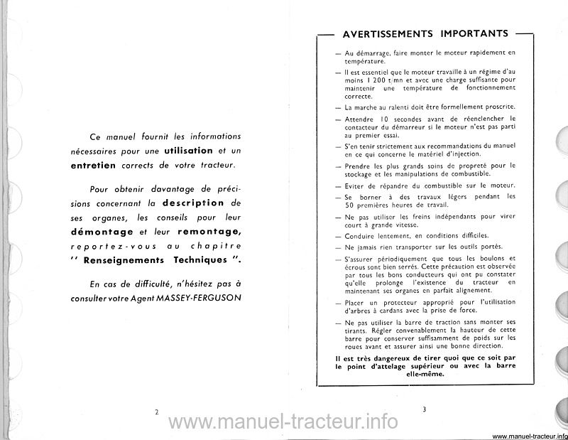 Quatrième page du Notice entretien MASSEY FERGUSON MF 835 DS