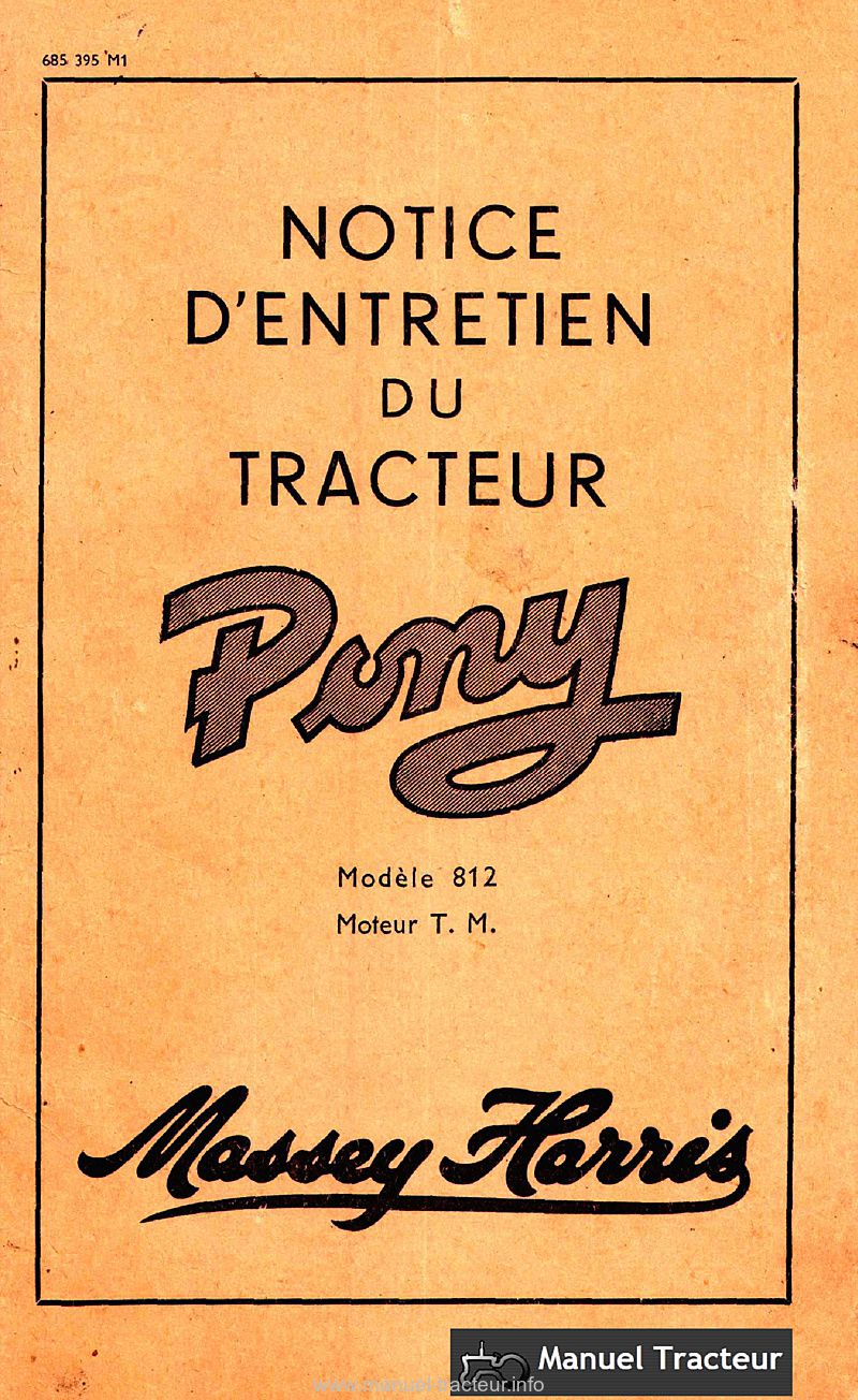 Première page du Notice entretien PONY 812 