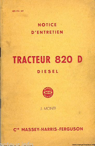 Première page du Notice entretien PONY 820 D diesel