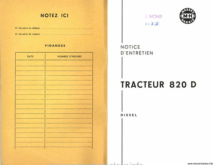 Deuxième page du Notice entretien PONY 820 D diesel