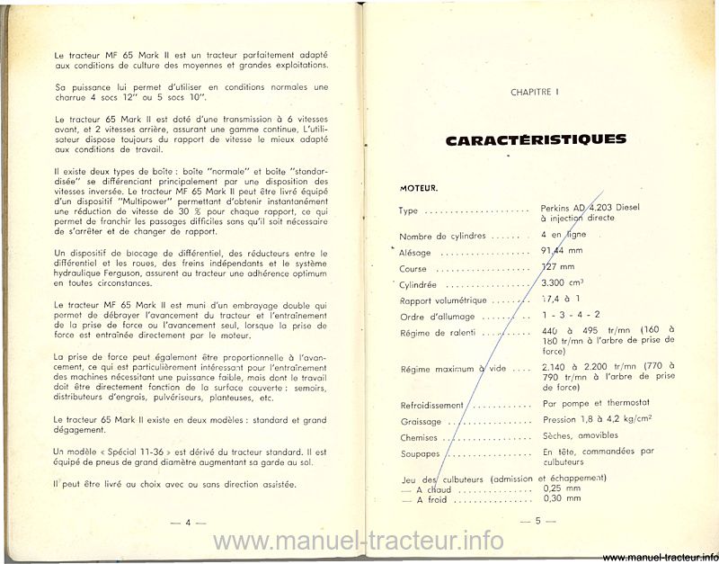 Quatrième page du Notice entretien MASSEY FERGUSON MF 65 mark II