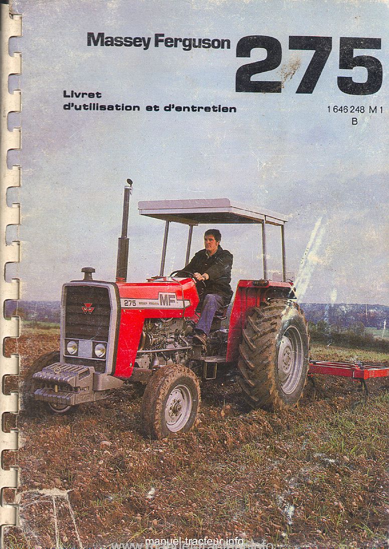 Première page du Livret entretien MASSEY FERGUSON MF 275