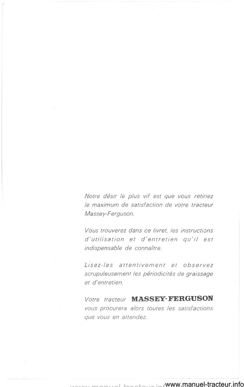 Quatrième page du Livret entretien MASSEY FERGUSON MF 145