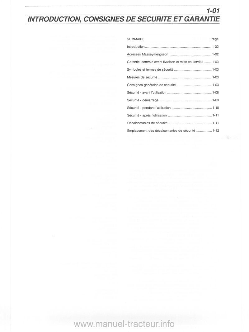 Sixième page du Livret entretien MASSEY FERGUSON MF 340 350 360 362 365 375 383 390 390T 398 399