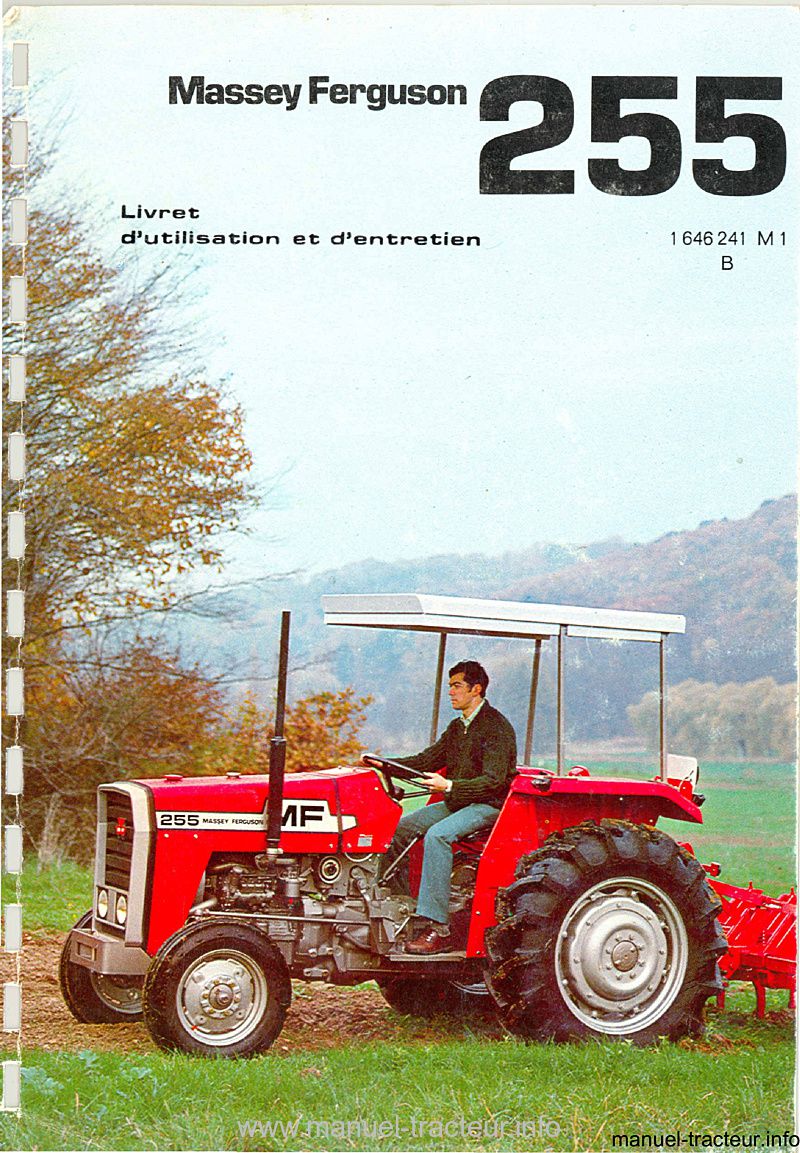 Première page du Livret entretien MASSEY FERGUSON MF 255