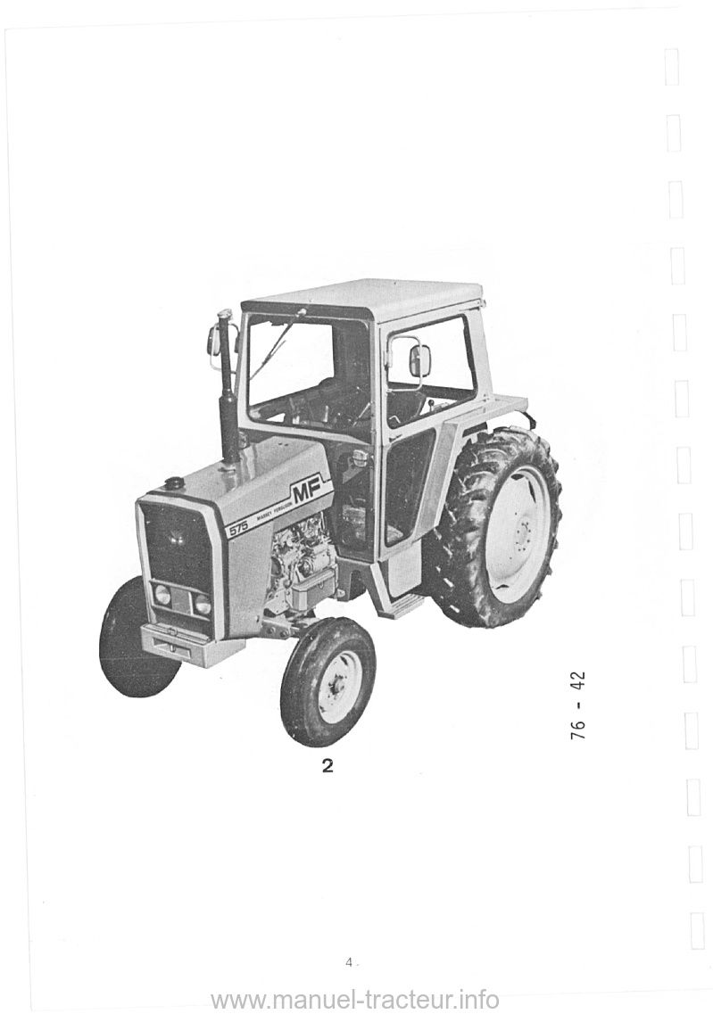 Sixième page du Livret entretien MASSEY FERGUSON MF 575