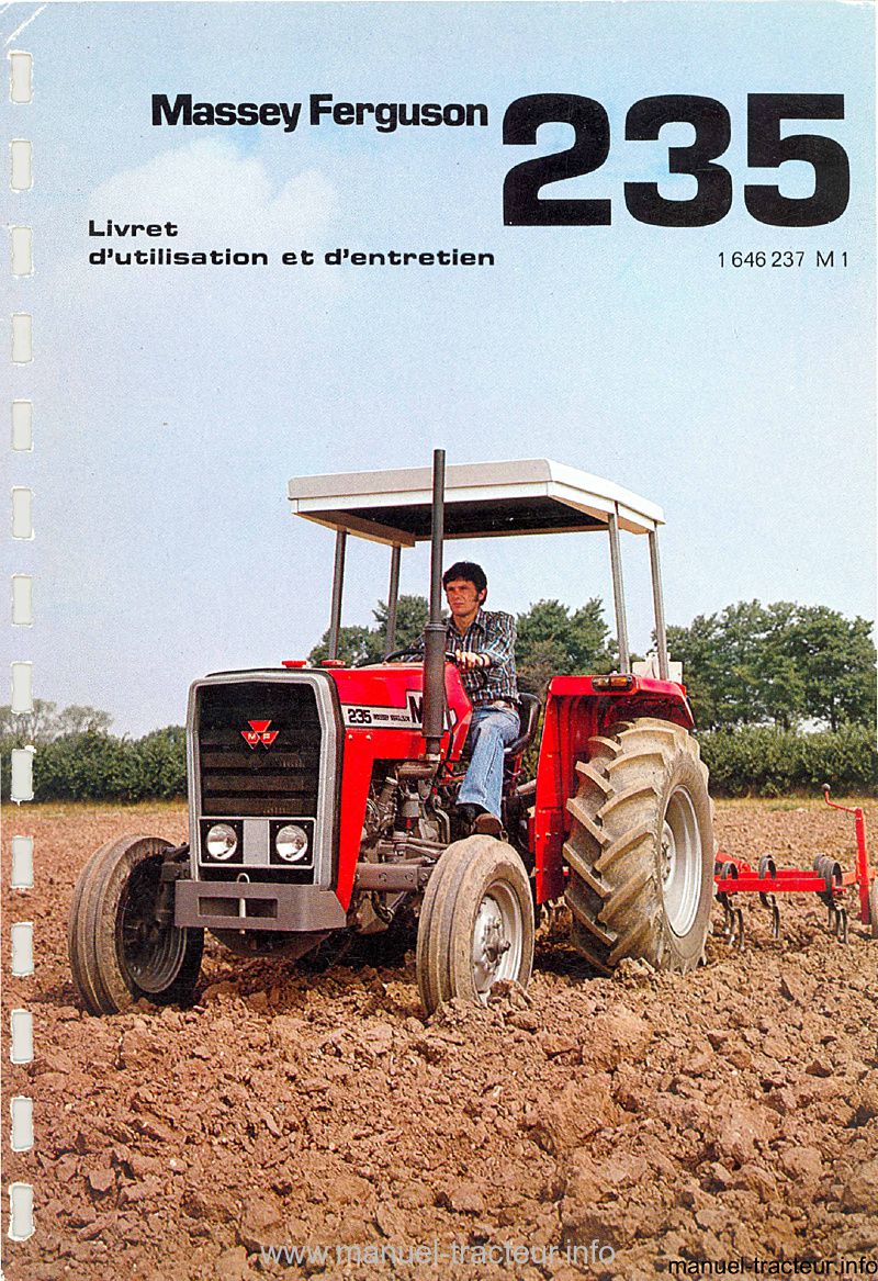 Première page du Livret entretien MASSEY FERGUSON MF 235