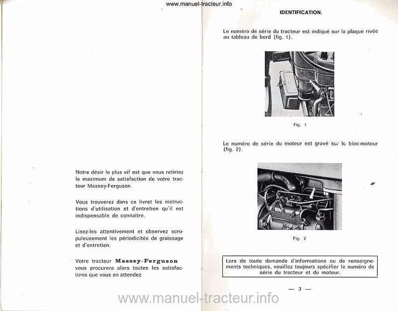 Troisième page du Livret entretien MASSEY FERGUSON MF 135