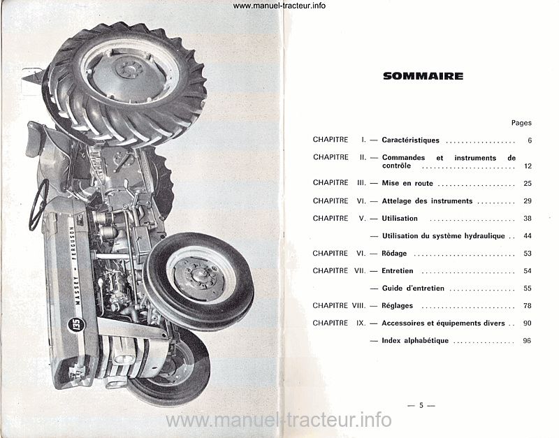 Quatrième page du Livret entretien MASSEY FERGUSON MF 135