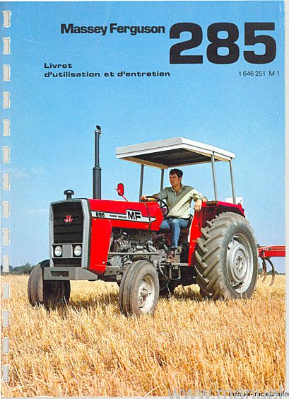 Première page du Livret entretien MASSEY FERGUSON MF 285