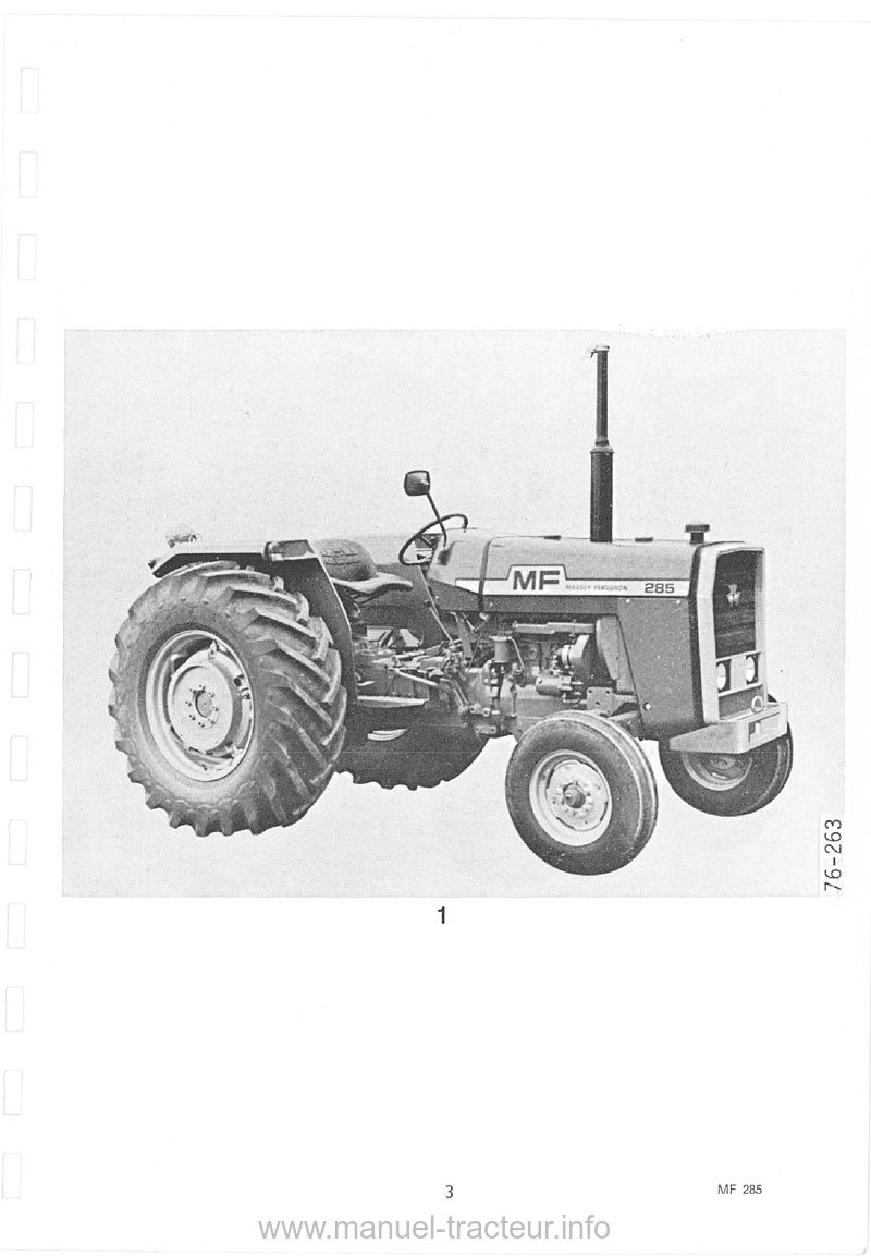 Cinquième page du Livret entretien MASSEY FERGUSON MF 285