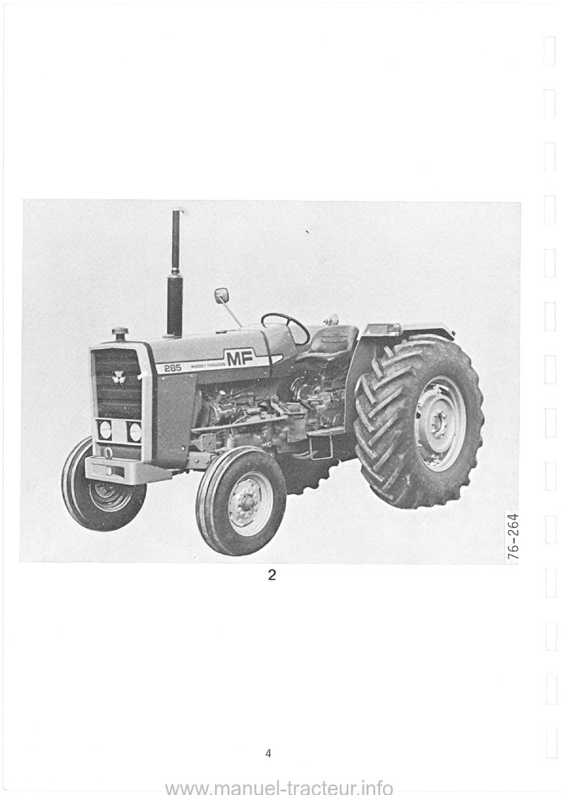 Sixième page du Livret entretien MASSEY FERGUSON MF 285