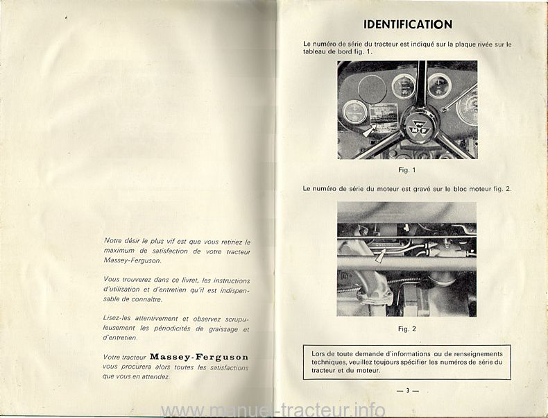 Troisième page du Livret entretien MASSEY FERGUSON MF 165
