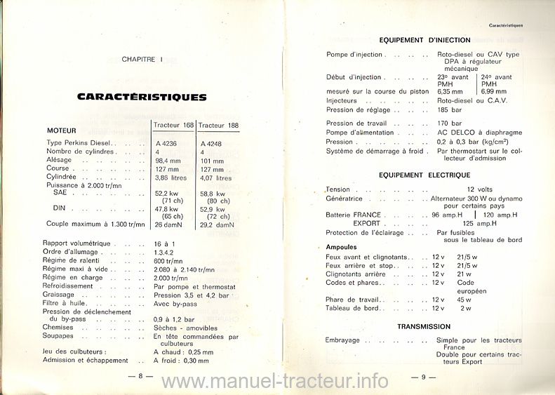 Sixième page du Livret entretien MASSEY FERGUSON MF 168 188