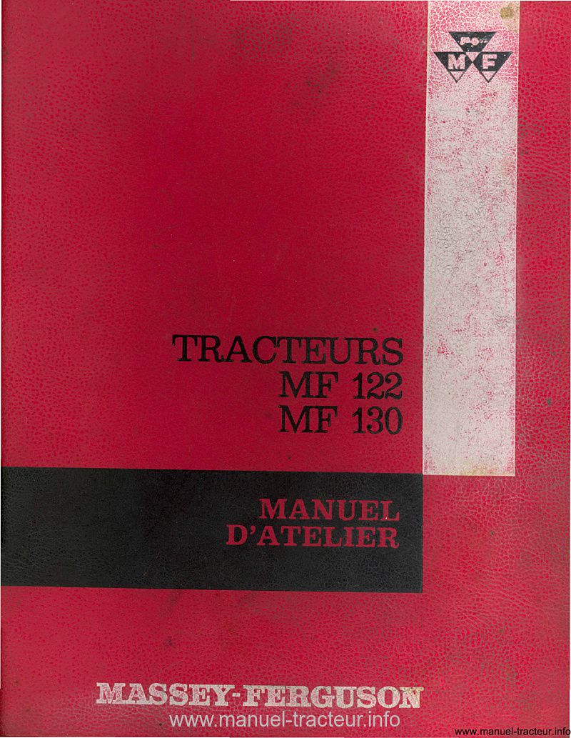 Première page du Manuel atelier MASSEY FERGUSON MF 122 130