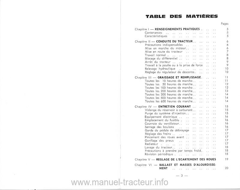 Troisième page du Manuel instruction  MASSEY FERGUSON MF 820 821