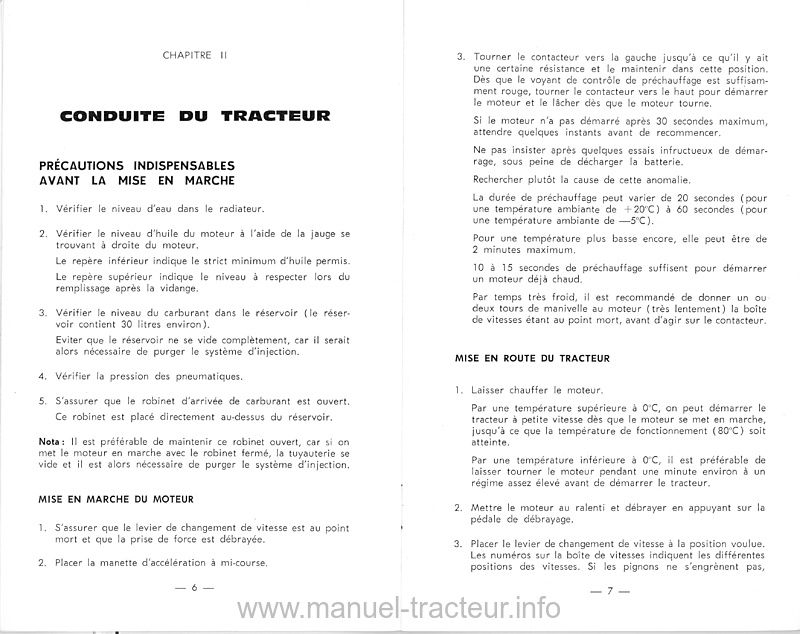 Cinquième page du Manuel instruction  MASSEY FERGUSON MF 820 821