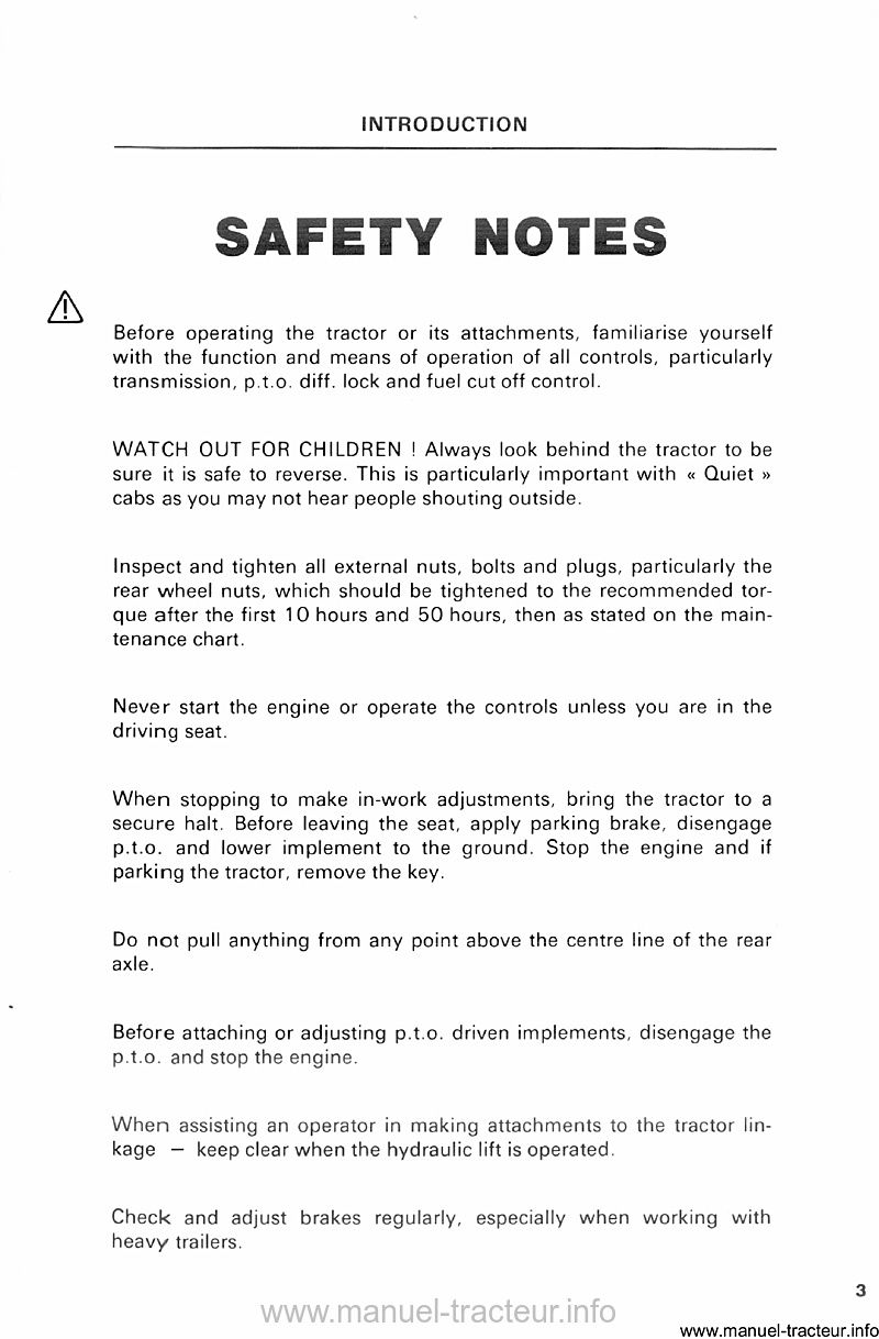 Cinquième page du Operator instruction book MASSEY FERGUSON MF 2640  2680