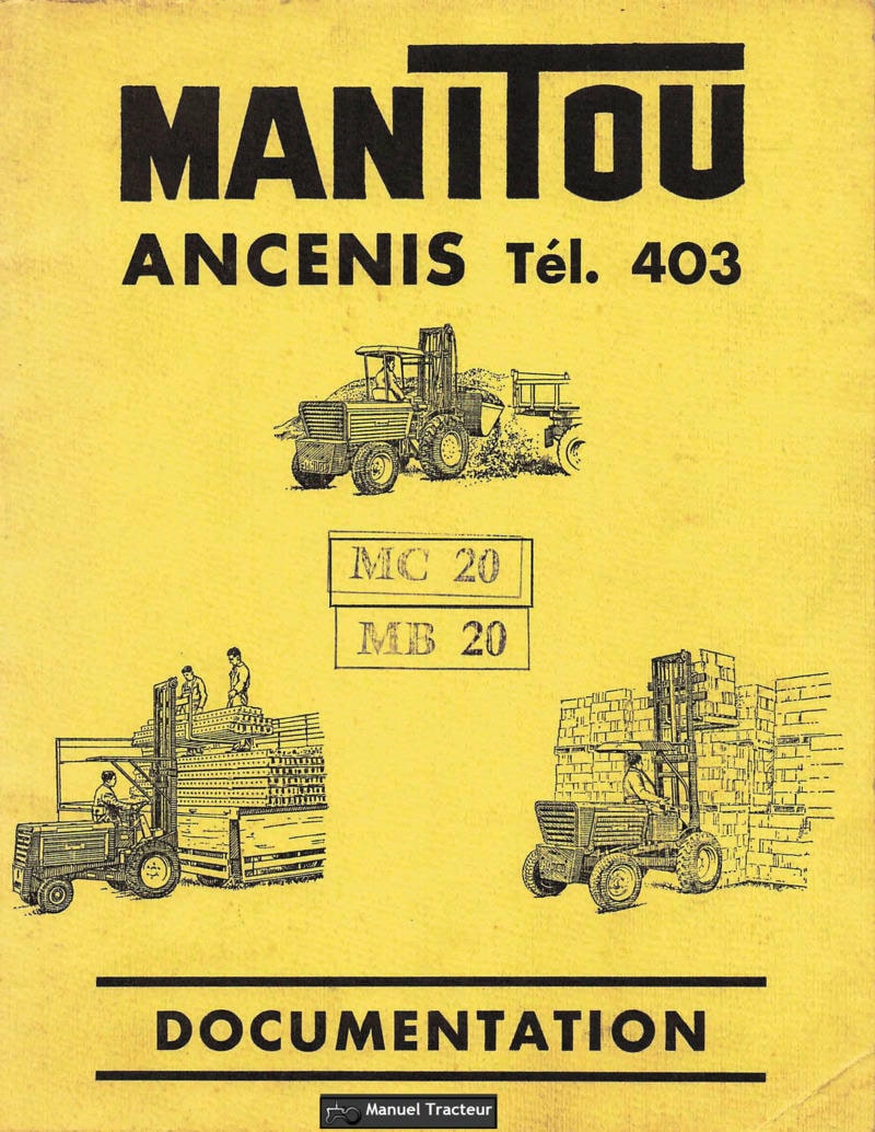 Première page de la revue technique - Catalogue pièces détachées Manitou MC20 MB20