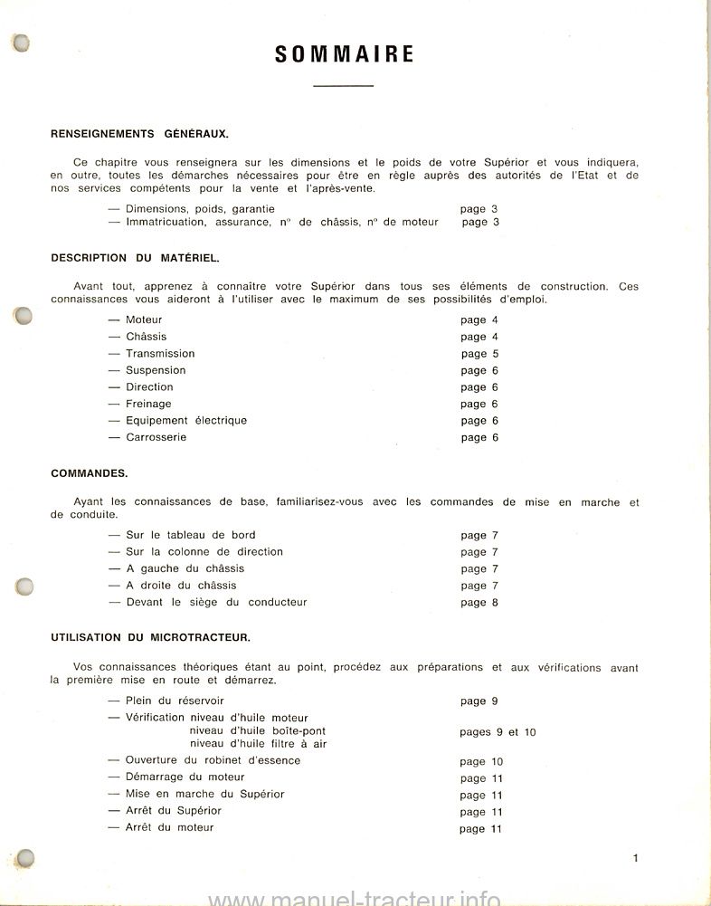 Troisième page du Notice emploi entretien MOTOSTANDARD Supérior 1031