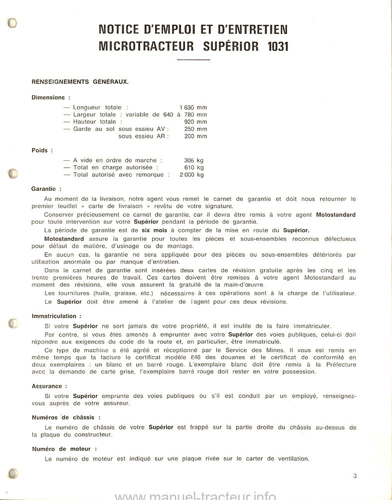 Cinquième page du Notice emploi entretien MOTOSTANDARD Supérior 1031