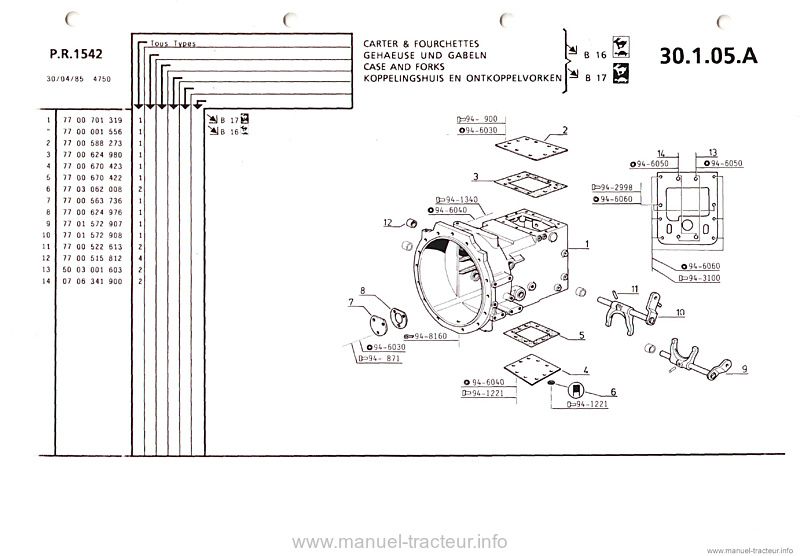 Sixième page du Catalogue pièces Renault PR1542