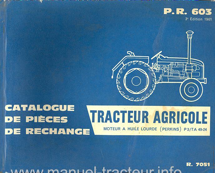 Première page du Catalogue pièces rechange RENAULT type 7051