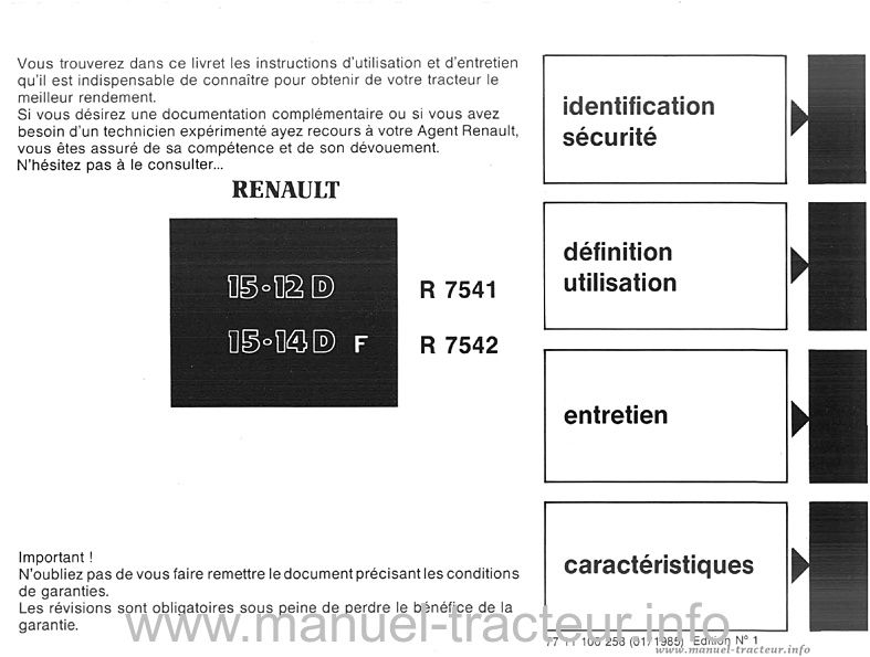 Deuxième page du Guide entretien RENAULT 15-12 15-14 D