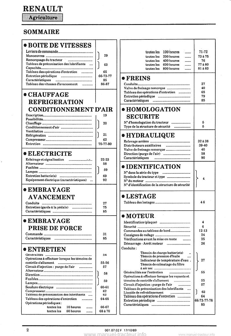 Deuxième page du Guide entretien Renault 175-74TZ