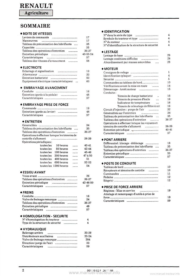 Deuxième page du Guide entretien Renault 50-12 LB