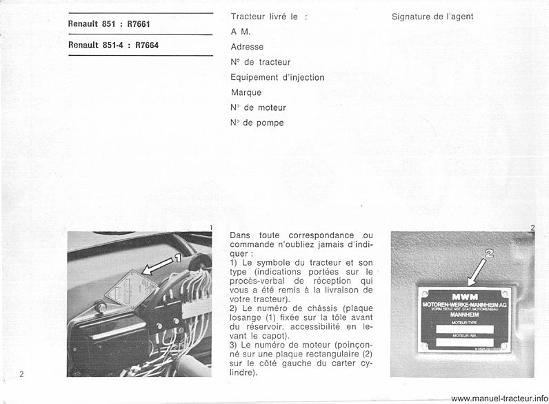 Quatrième page du Guide entretien RENAULT 851 851.4