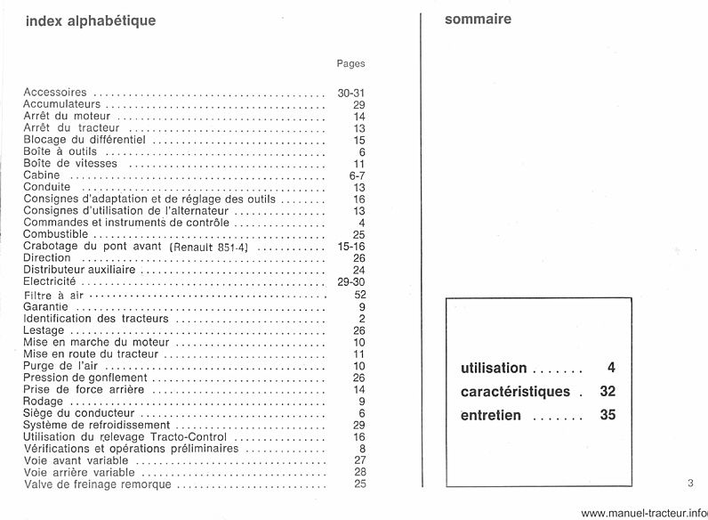 Cinquième page du Guide entretien RENAULT 851 851.4