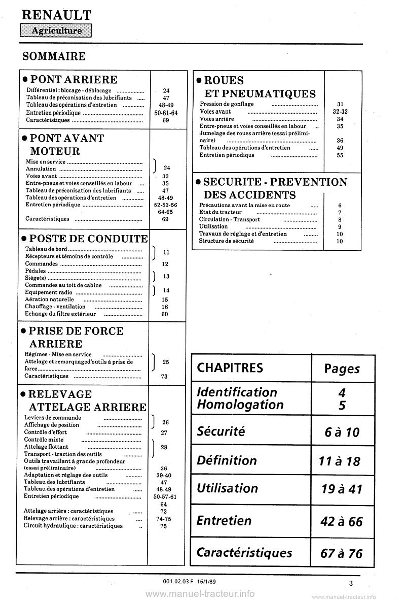 Troisième page du Guide entretien Renault 90.32TX 90.34TX